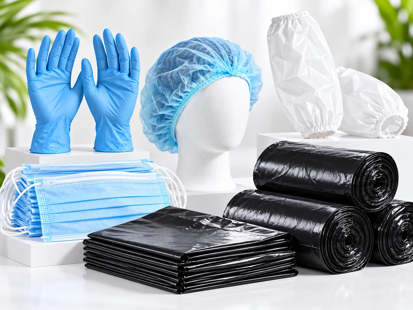 Stack of white tissue paper rolls – hygiene products